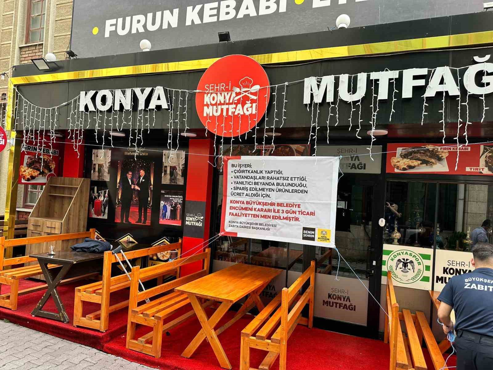 Konya Büyükşehir Zabıtası’ndan tüketiciyi aldatan işletmeye 3 gün faaliyetten men cezası