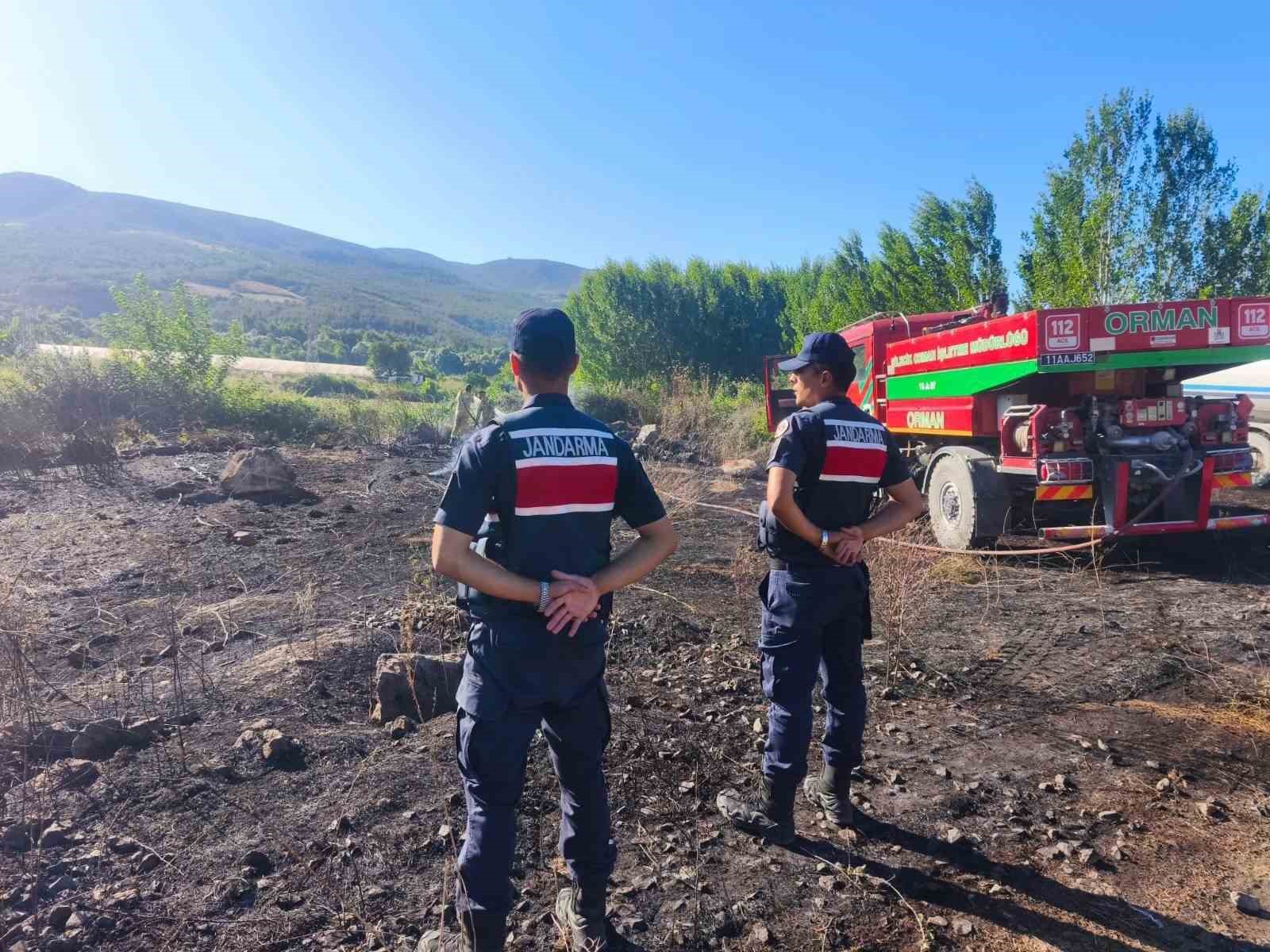Bilecik’te YHT hattı yakınında çıkan yangın ormana sıçramadan söndürüldü