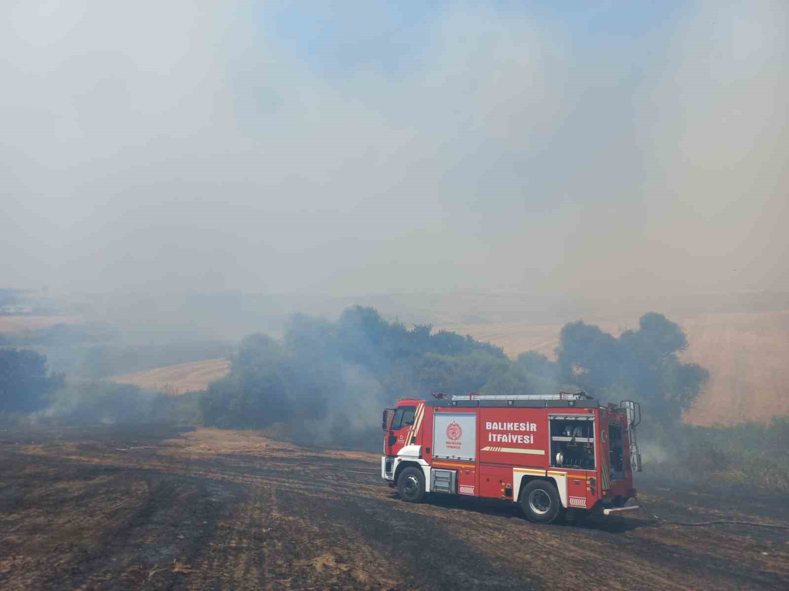 Bandırma'da 4 ayrı noktada başlayan arazi yangını söndürüldü