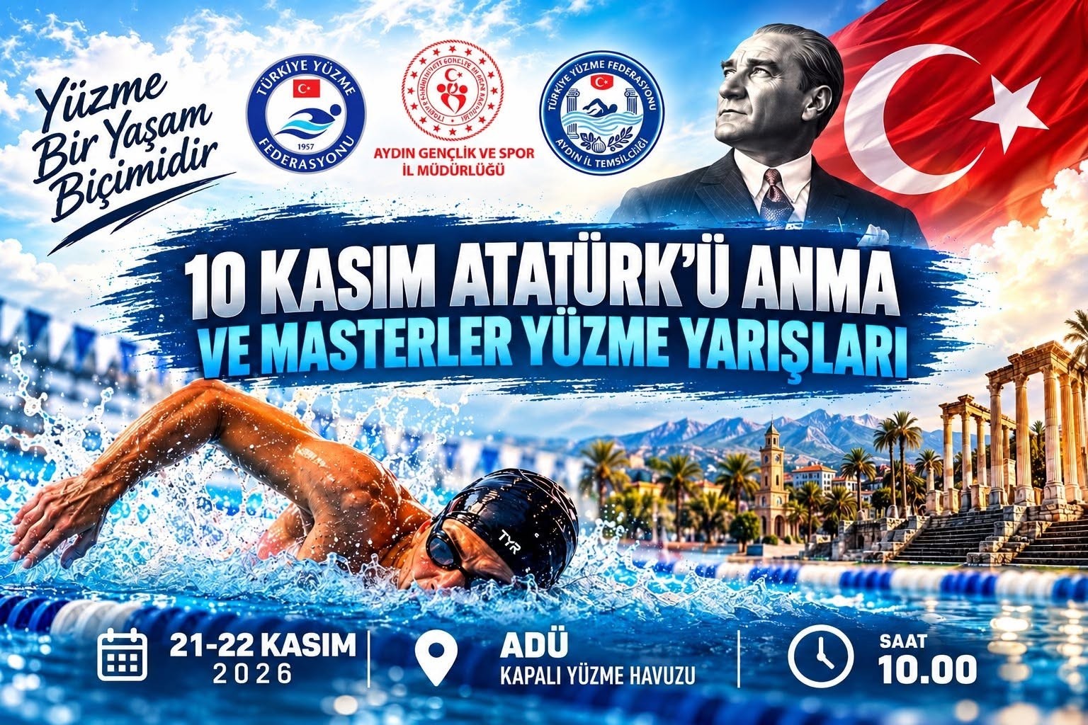 Aydın’da Atatürk’ü Anma ve Masterler Yüzme Yarışları düzenlenecek