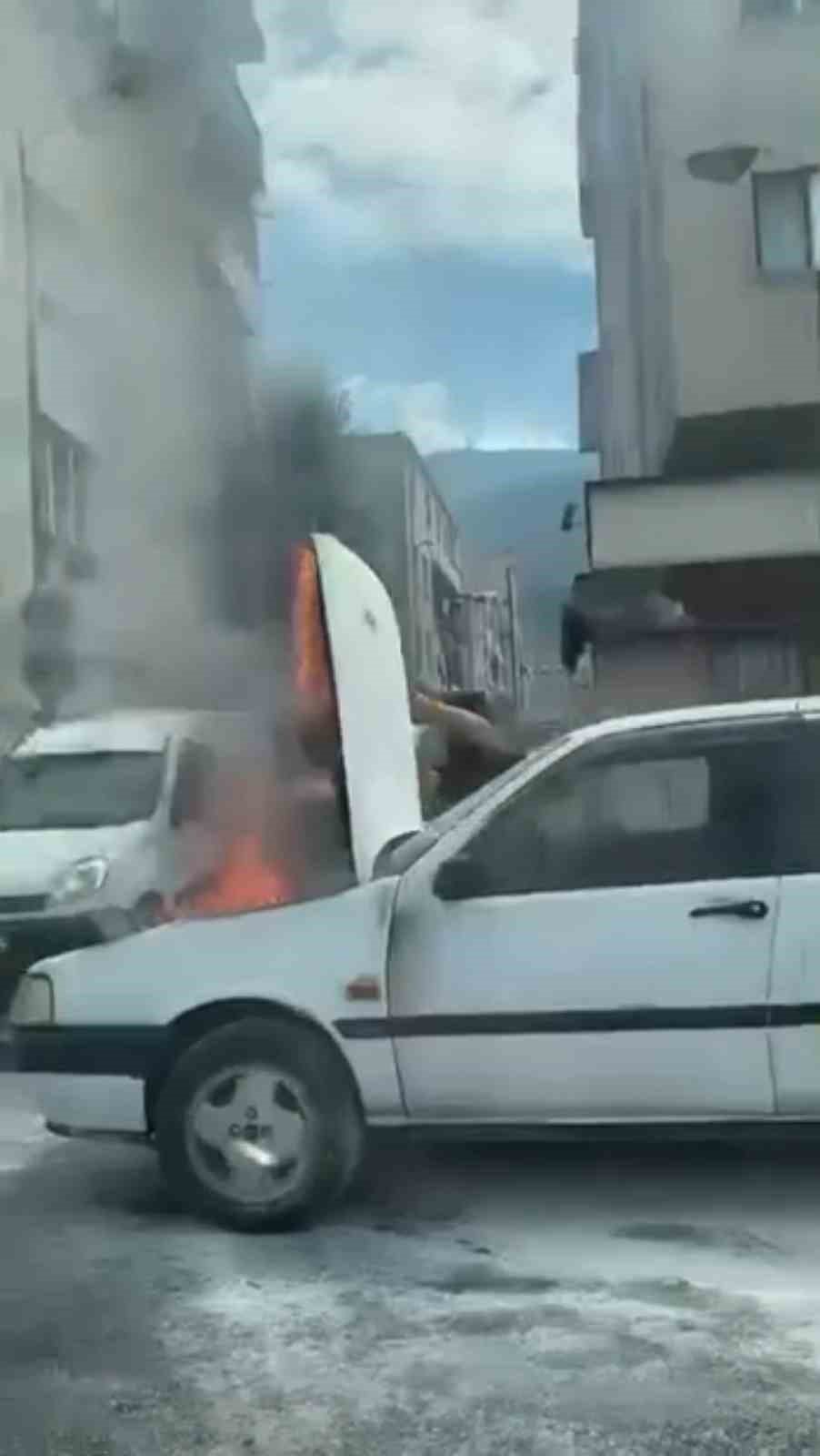 Otomobil alevlere teslim oldu
