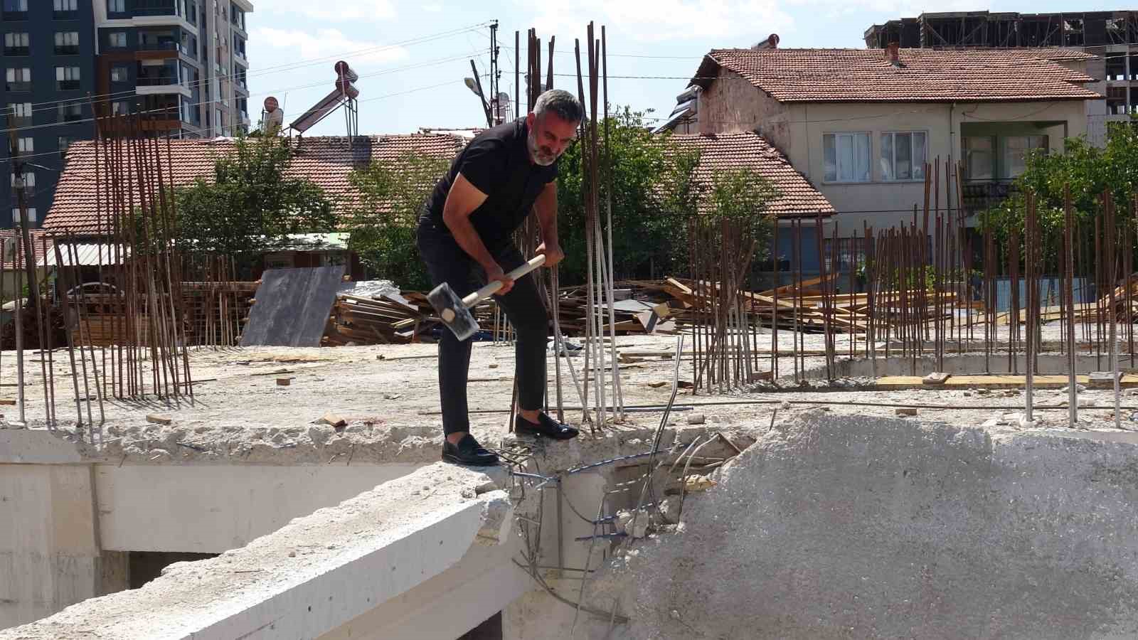 Malatya’da müteahhit kalitesiz beton nedeniyle kendi inşaatını ihbar etti