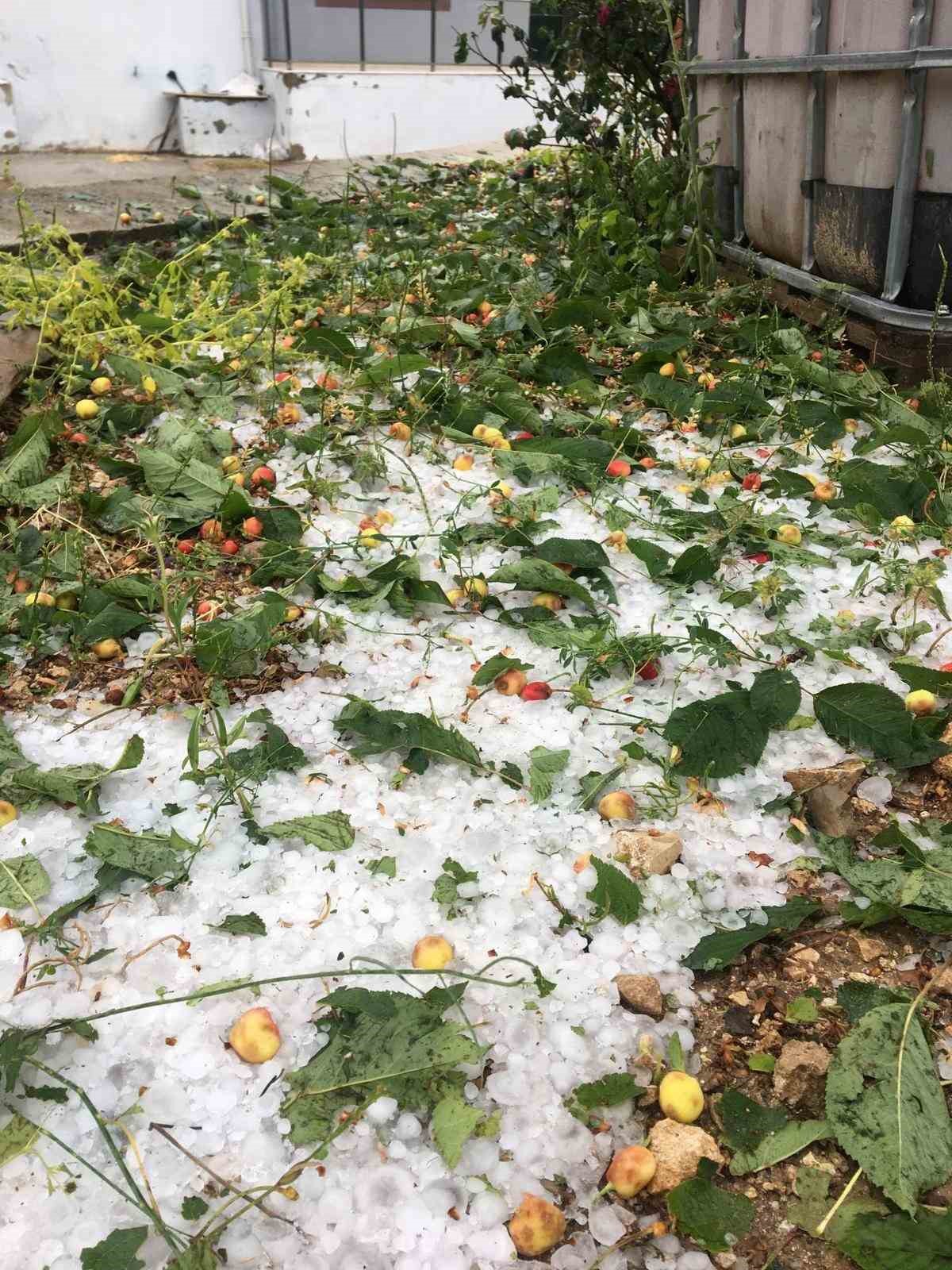 Çameli’de dolu yağışında seralar ve tarlalar saniyeler içinde beyaza büründü