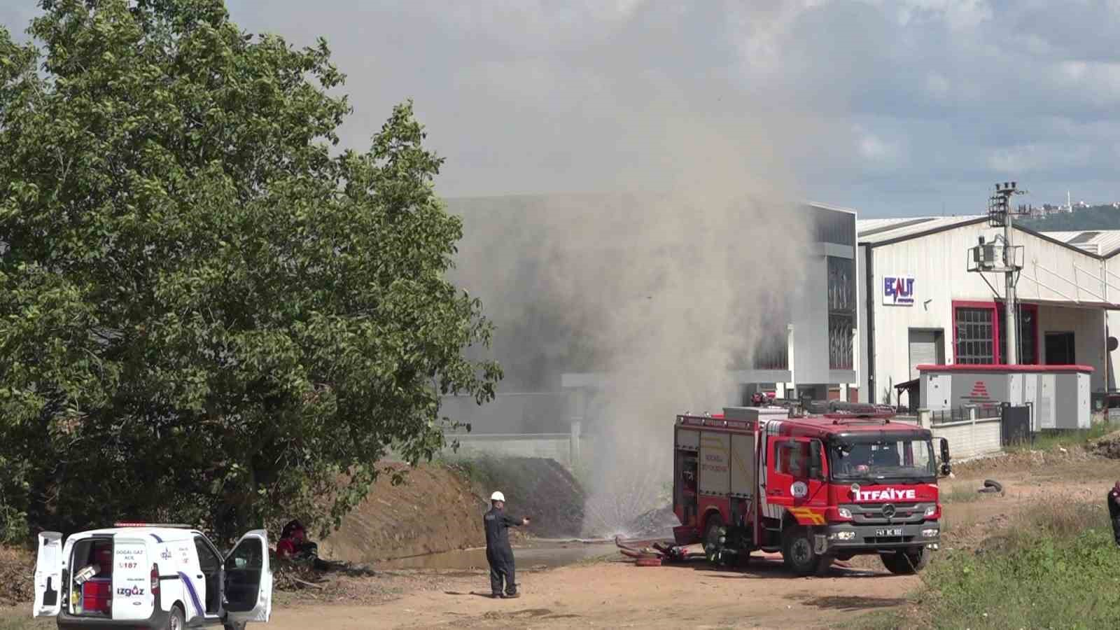 Kocaeli'de doğal gaz borusu delindi: Gaz metrelerce havaya yükseldi