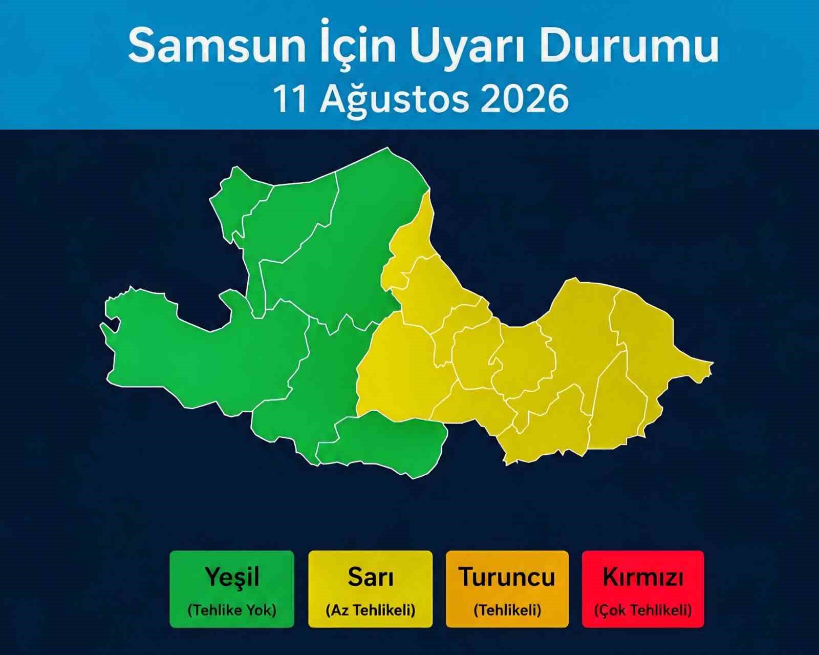 Samsun’un doğusuna ’sarı kodlu’ yağış uyarısı