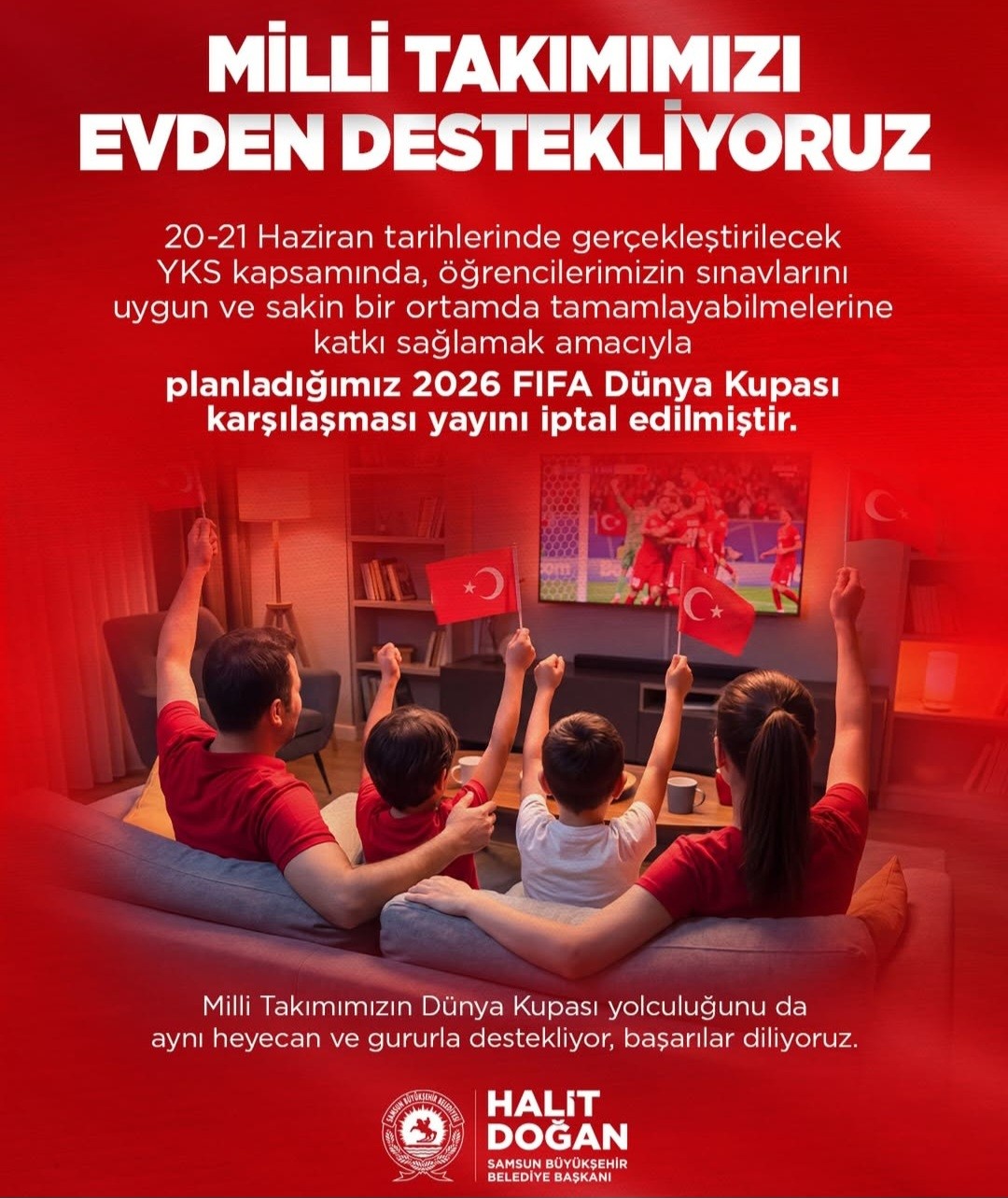 Samsun’da milli maç gösterimine YKS arası