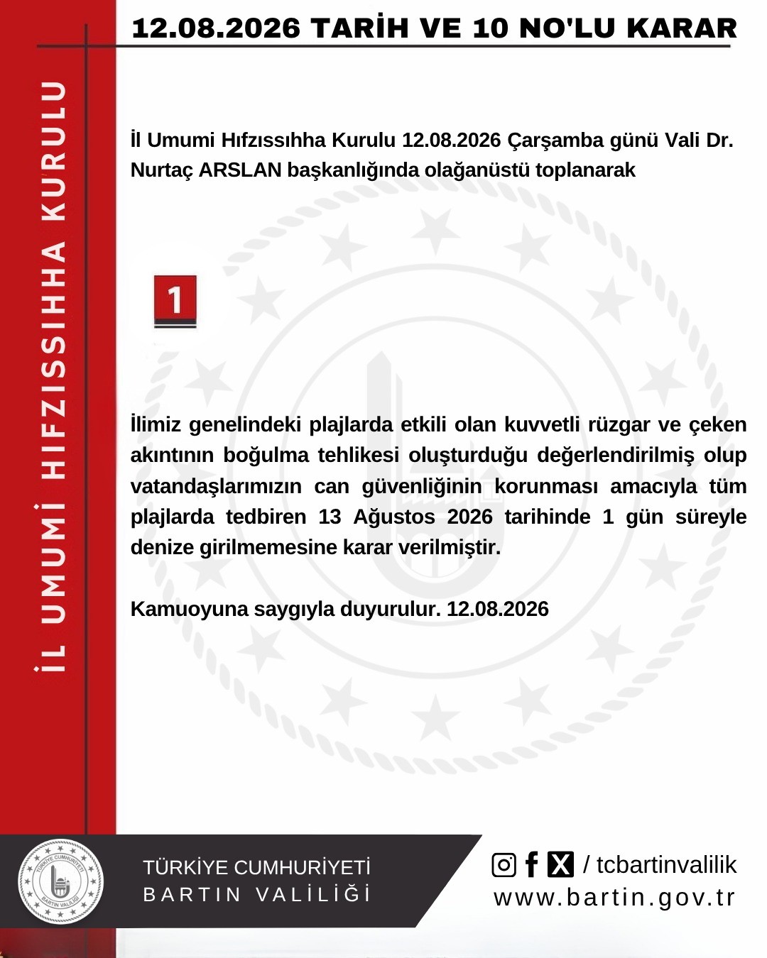 Bartın’da denize girmek yasaklandı