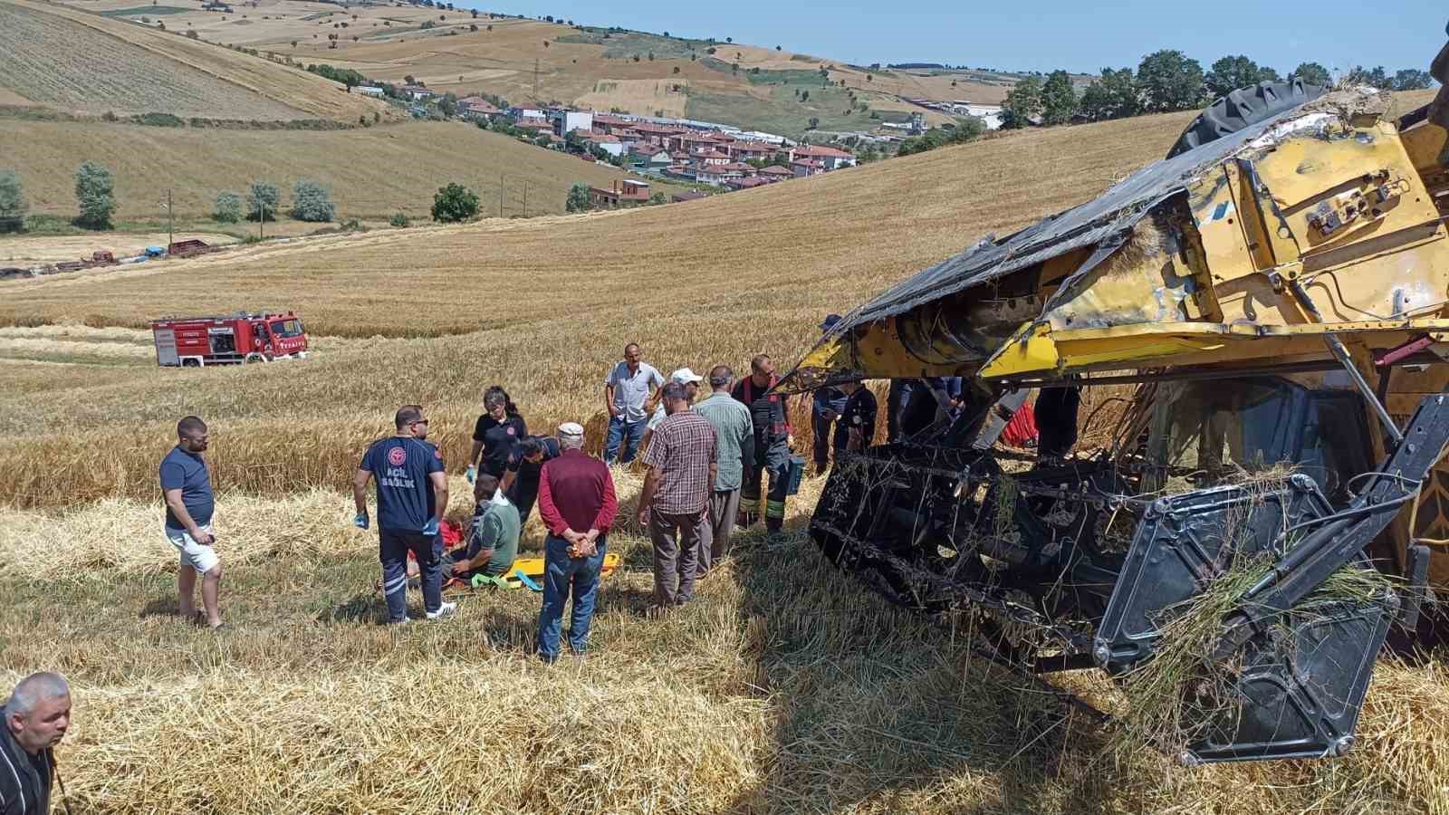 Samsun'da biçerdöver devrildi: 1 yaralı