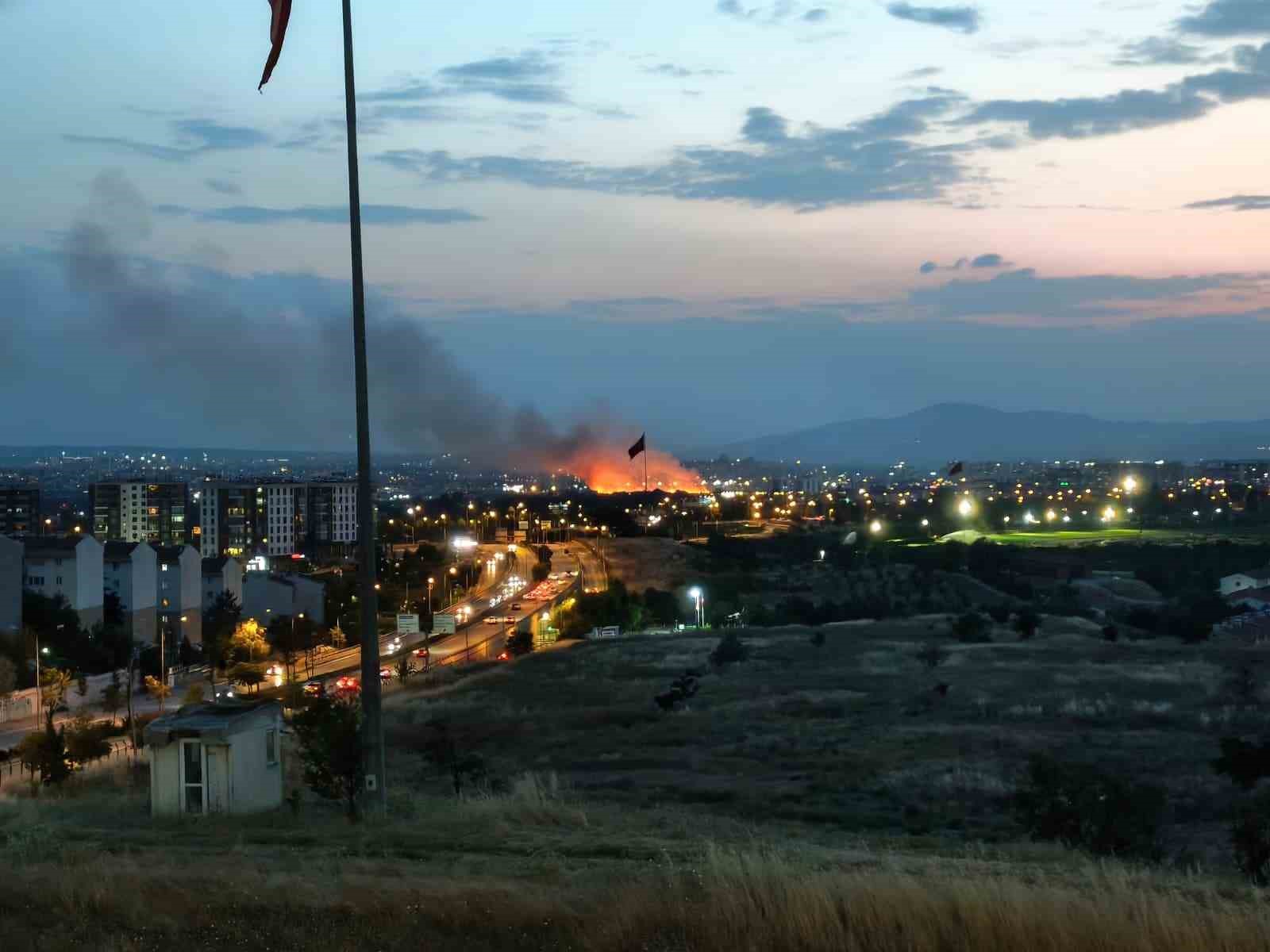 Ankara'da otluk arazide yangın
