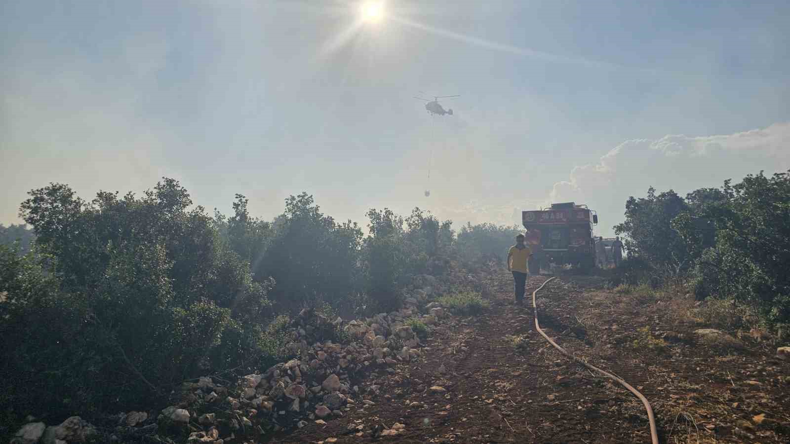 Gaziantep'te çıkan orman yangını havadan ve karadan müdahaleyle söndürüldü