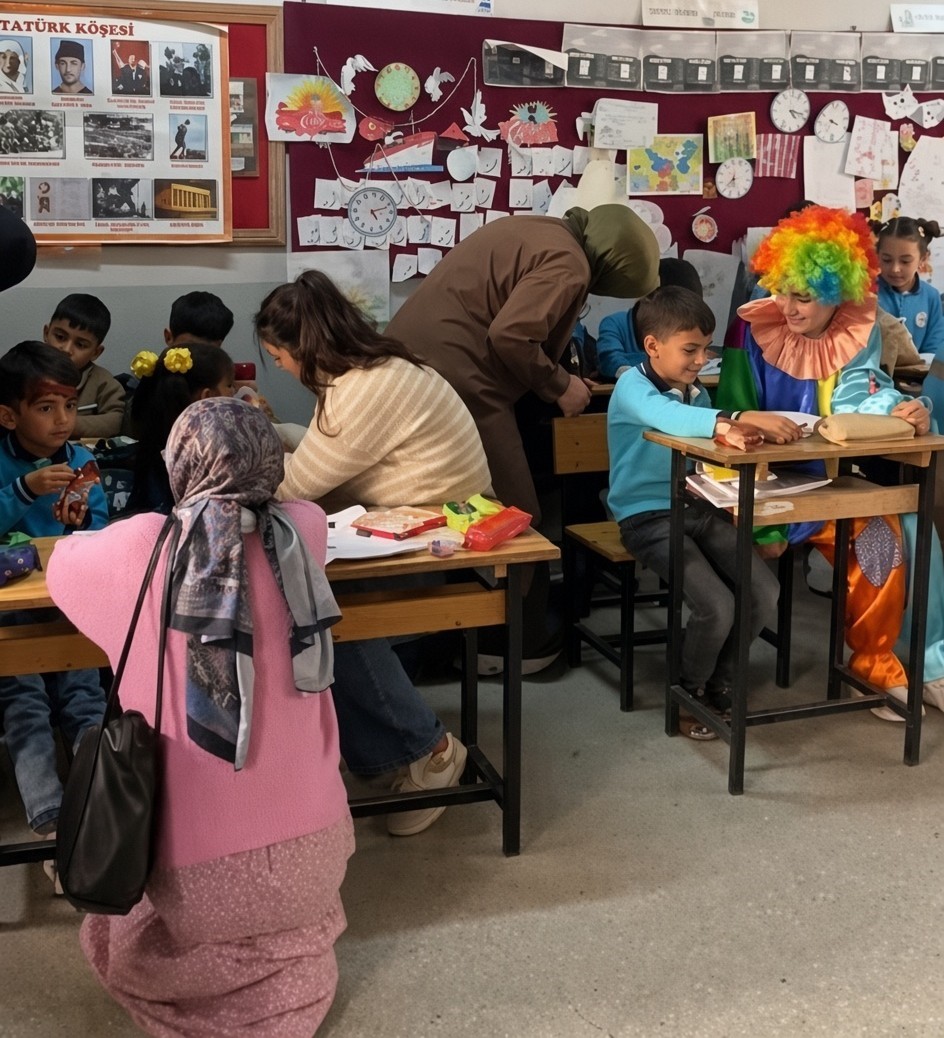 ERZİNCAN'DA ÜNİVERSİTELİ GÖNÜLLÜLER KÖY OKULUNDAKİ ÇOCUKLARI SEVİNDİRDİ