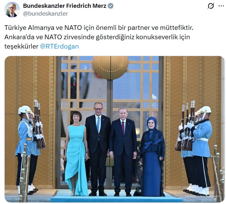 Almanya Şansölyesi Friedrich Merz'den Türkçe teşekkür paylaşımı