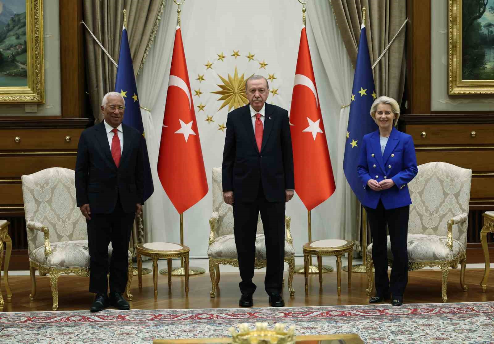 Cumhurbaşkanı Erdoğan, AB Komisyonu Başkanı Leyen ve AB Konseyi Başkanı Costa'yı kabul etti
