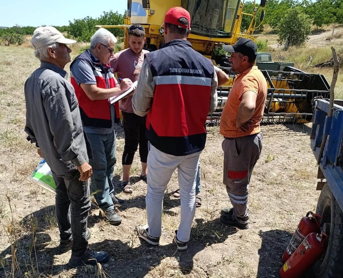 Gediz'de biçerdöverle hasat kontrolleri sürüyor