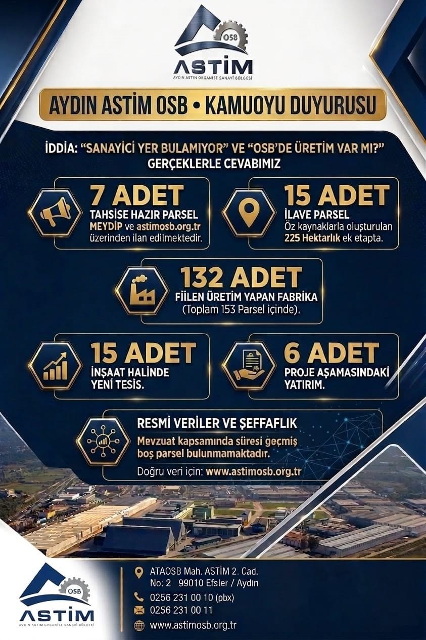 Astim OSB’den ’sanayici yer bulamıyor’ iddialarına yanıt
