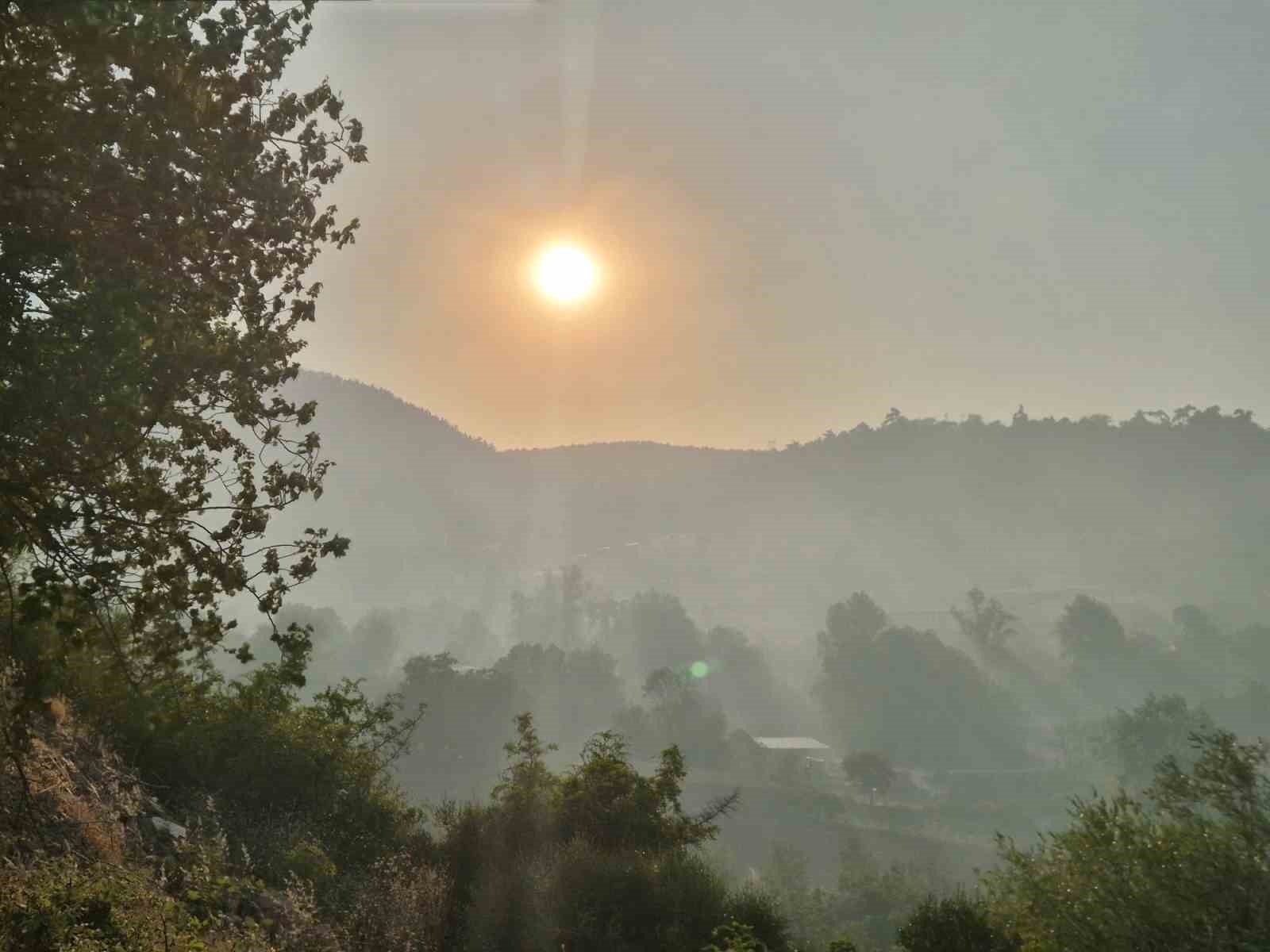 Balıkesir'deki yangında gökyüzünü dumanlar kapladı