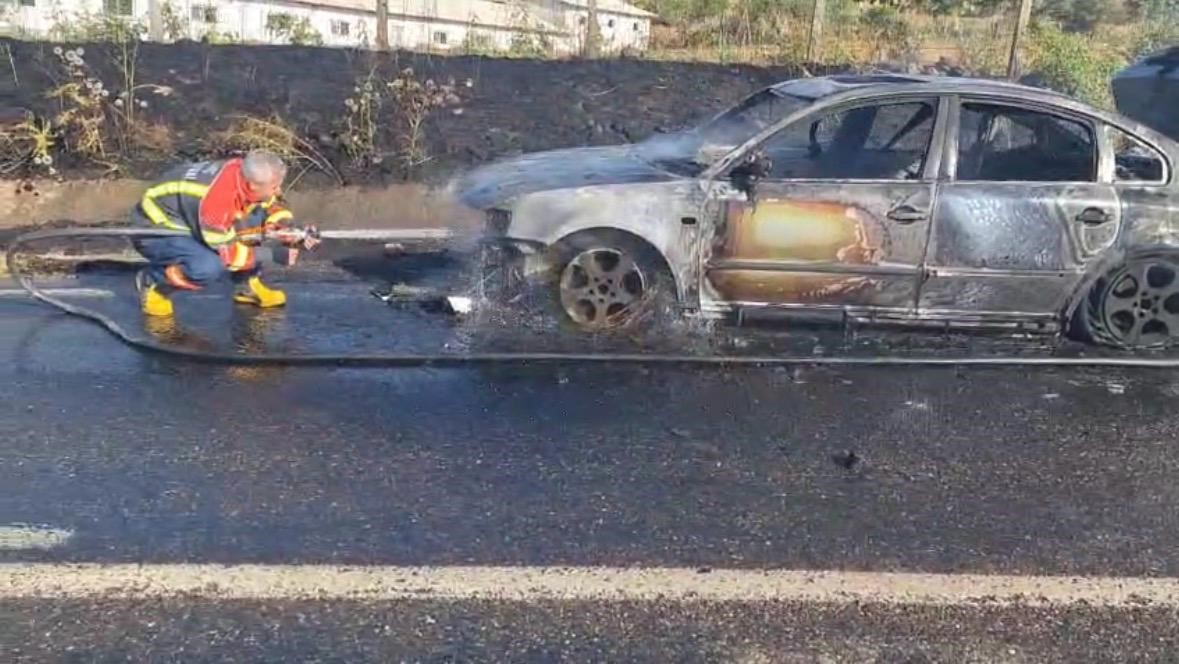 Bingöl'de seyir halindeki otomobil alevlere teslim oldu